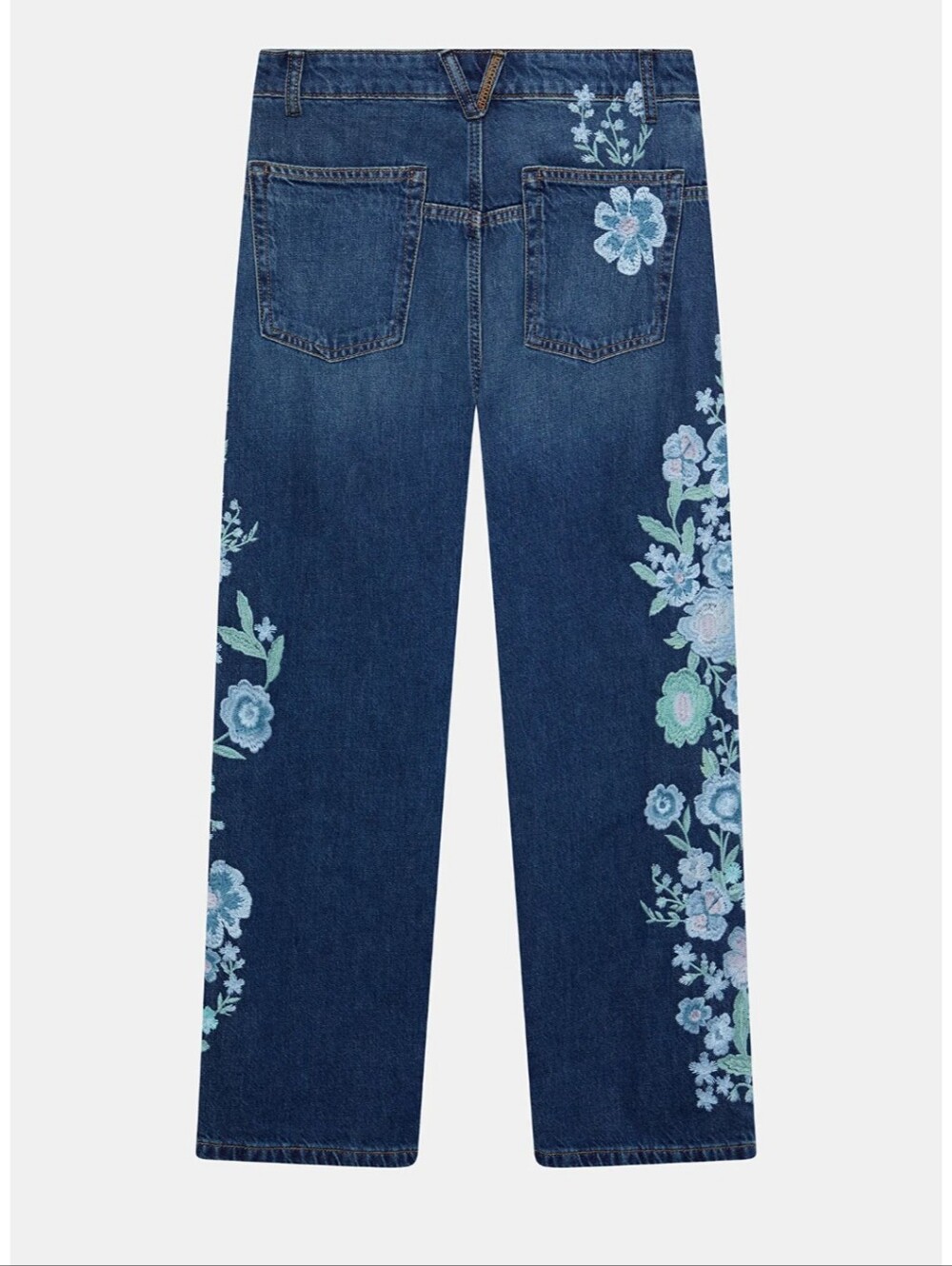 FREE PEOPLE X WE THE FREE WILLOW FLORAL EMBROIDERED JEAN, FORGET ME NOT- SIZE 27 - Picture 4 of 12